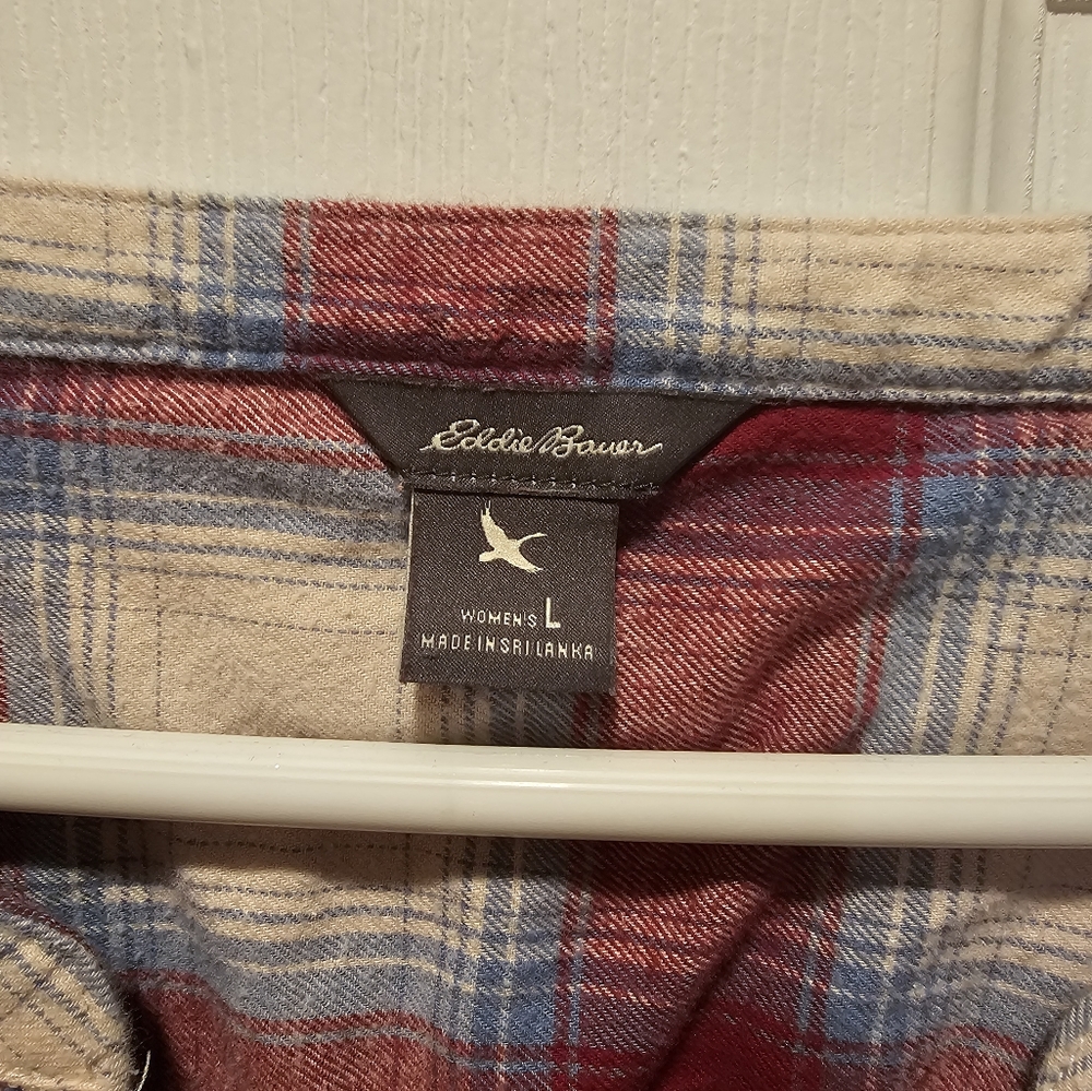 Eddie Bauer Flannel Tunic 3/4 Sleeve